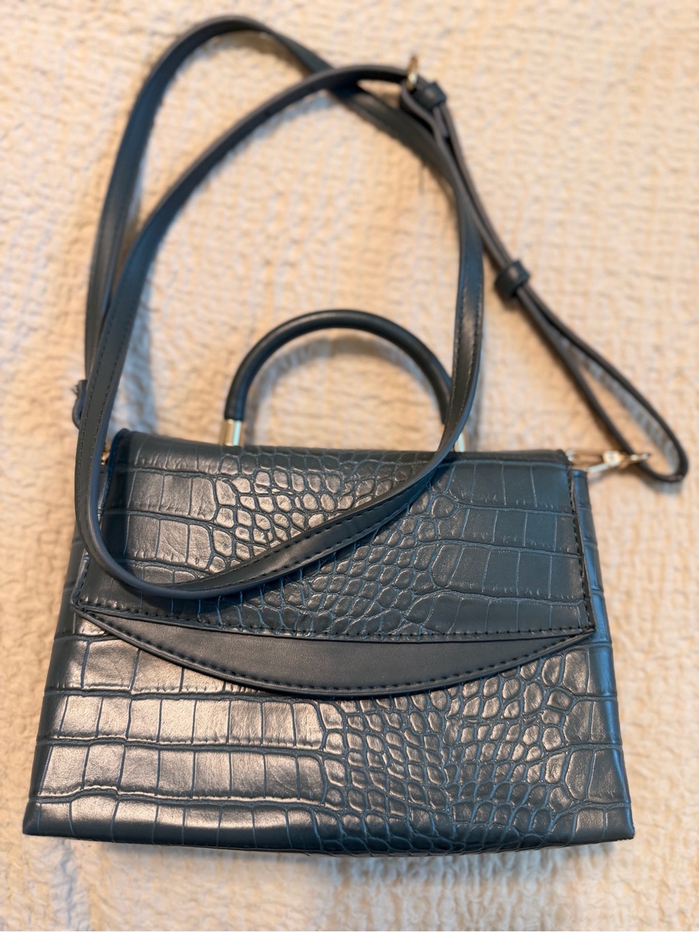 a new day Teal Croc-Embossed Crossbody Bag